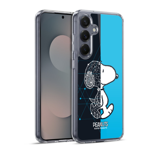 Peanuts Halfs And Laughs Snoopy Geometric Soft Gel Case for Samsung Galaxy S25+ & MagSafe