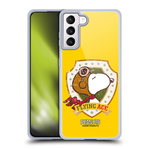 Peanuts The Many Faces Of Snoopy Flying Ace Soft Gel Case for Samsung Galaxy S21+ 5G