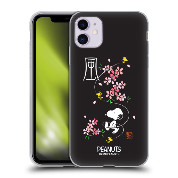Peanuts Oriental Snoopy Cherry Blossoms Soft Gel Case for Apple iPhone 11