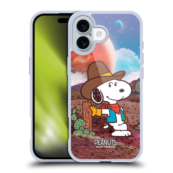 Peanuts Snoopy Space Cowboy Nebula Ranger Soft Gel Case for Apple iPhone 16