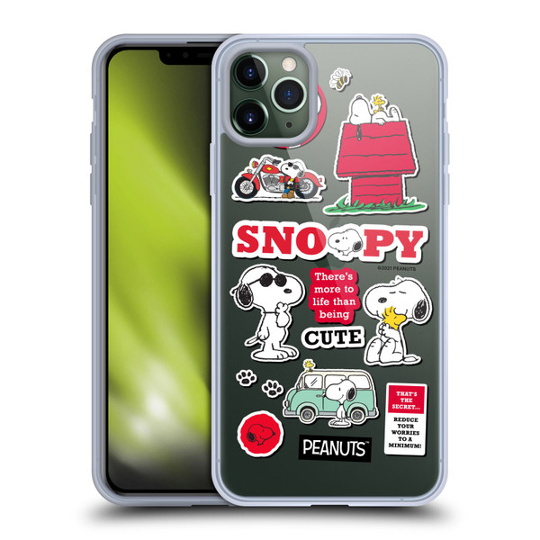 Peanuts Trends Snoopy Sticker Print Soft Gel Case for Apple iPhone 11 Pro Max & MagSafe