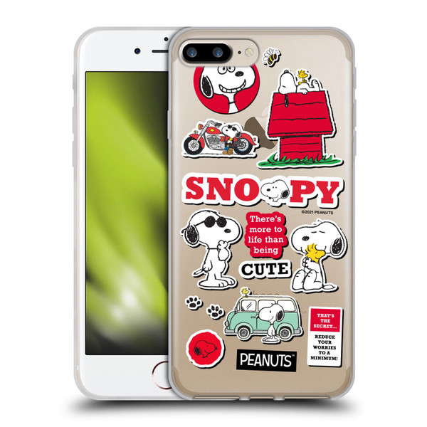 Peanuts Trends Snoopy Sticker Print Soft Gel Case for Apple iPhone 7 Plus / iPhone 8 Plus & MagSafe