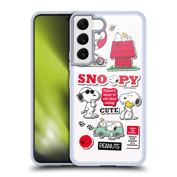 Peanuts Trends Snoopy Sticker Print Soft Gel Case for Samsung Galaxy S22 5G & MagSafe