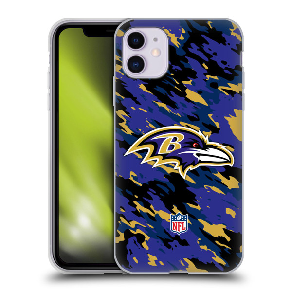 NFL Baltimore Ravens Logo Camou Soft Gel Case for Apple iPhone 11