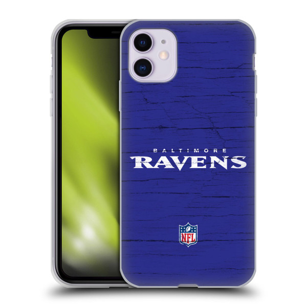 NFL Baltimore Ravens Logo Distressed Look Soft Gel Case for Apple iPhone 11