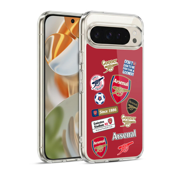 Arsenal FC Logos Collage Soft Gel Case for Google Pixel 9 / Pixel 9 Pro