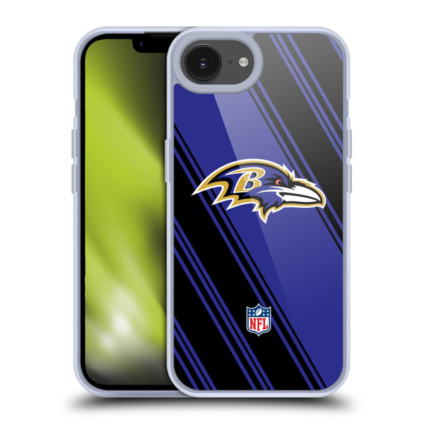 NFL Baltimore Ravens Artwork Stripes Soft Gel Case for Apple iPhone 16e