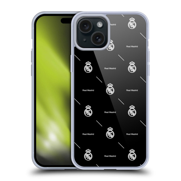 Real Madrid CF Legend White Logo Pattern Soft Gel Case for Apple iPhone 15 Plus