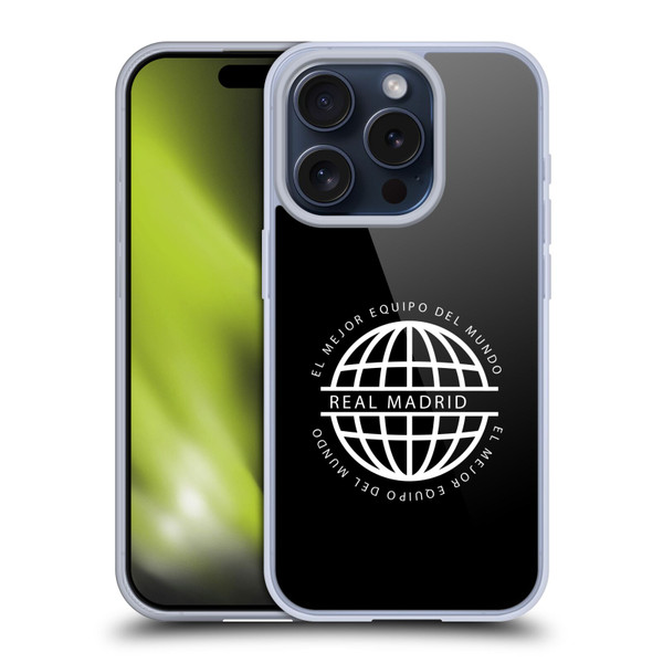 Real Madrid CF Legend White Logo Soft Gel Case for Apple iPhone 15 Pro