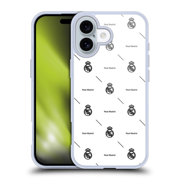 Real Madrid CF Legend Black Logo Pattern Soft Gel Case for Apple iPhone 16