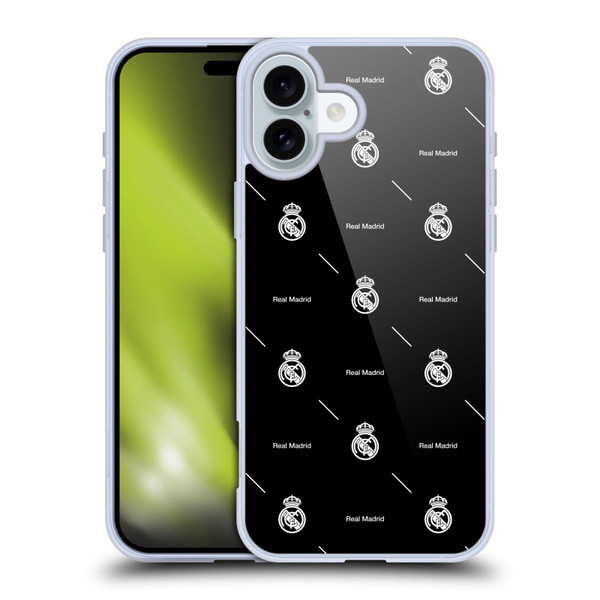 Real Madrid CF Legend White Logo Pattern Soft Gel Case for Apple iPhone 16 Plus