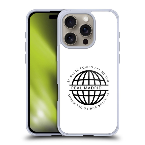 Real Madrid CF Legend Black Logo Soft Gel Case for Apple iPhone 16 Pro