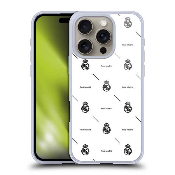 Real Madrid CF Legend Black Logo Pattern Soft Gel Case for Apple iPhone 16 Pro