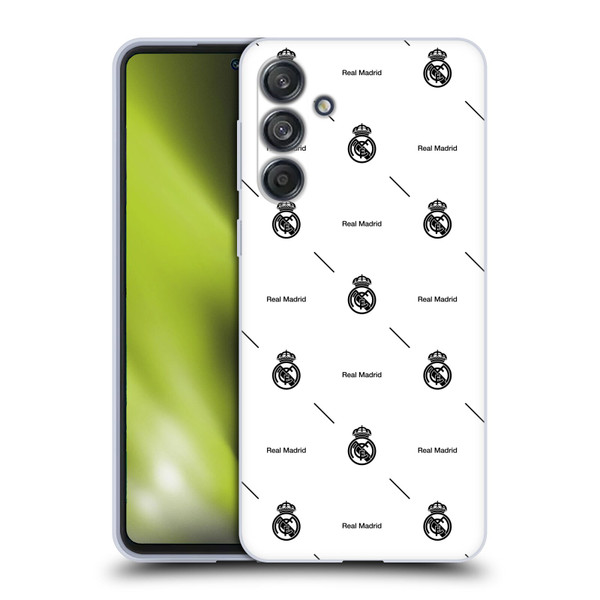 Real Madrid CF Legend Black Logo Pattern Soft Gel Case for Samsung Galaxy M55 5G