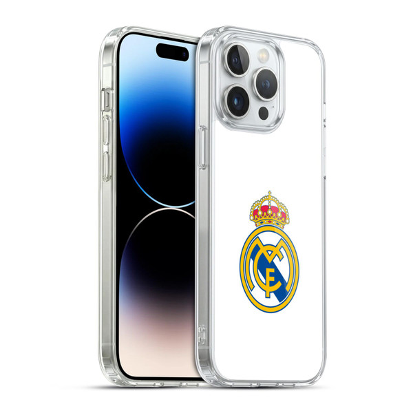 Real Madrid CF Origin Plain Logo White Soft Gel Case for Apple iPhone 14 Pro Max & MagSafe