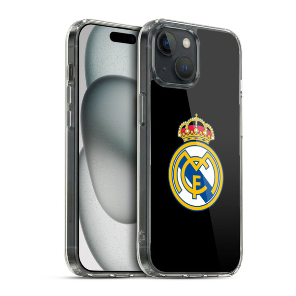 Real Madrid CF Origin Plain Logo Black Soft Gel Case for Apple iPhone 15 & MagSafe