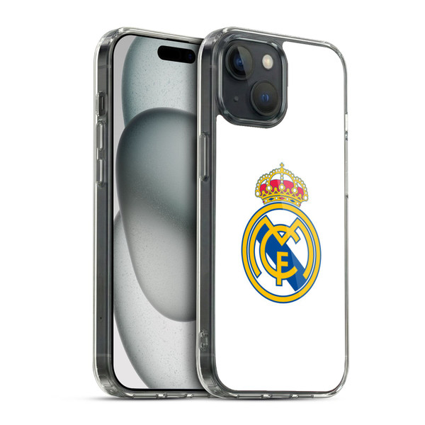 Real Madrid CF Origin Plain Logo White Soft Gel Case for Apple iPhone 15 & MagSafe