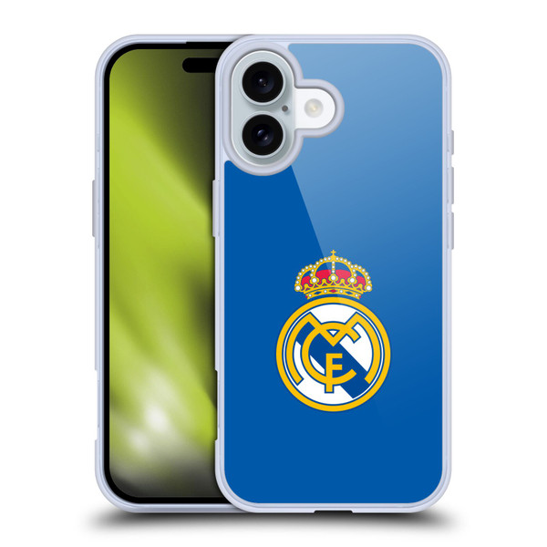 Real Madrid CF Origin Plain Logo Blue Soft Gel Case for Apple iPhone 16