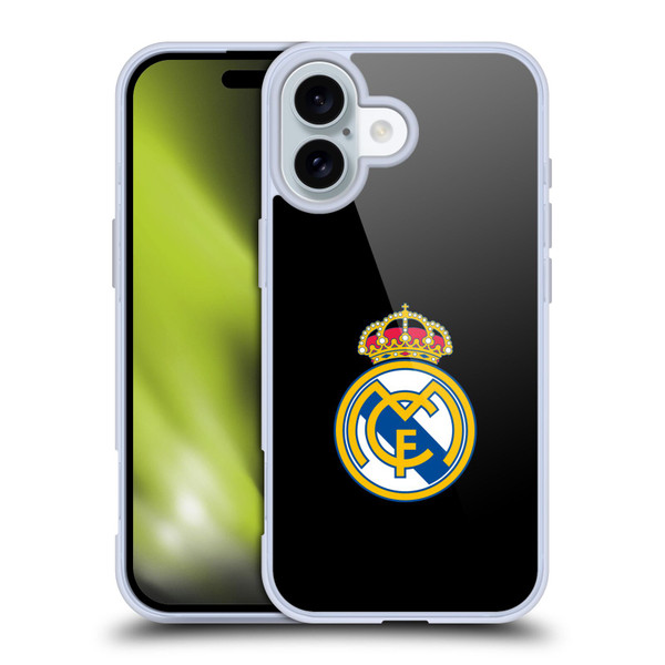 Real Madrid CF Origin Plain Logo Black Soft Gel Case for Apple iPhone 16