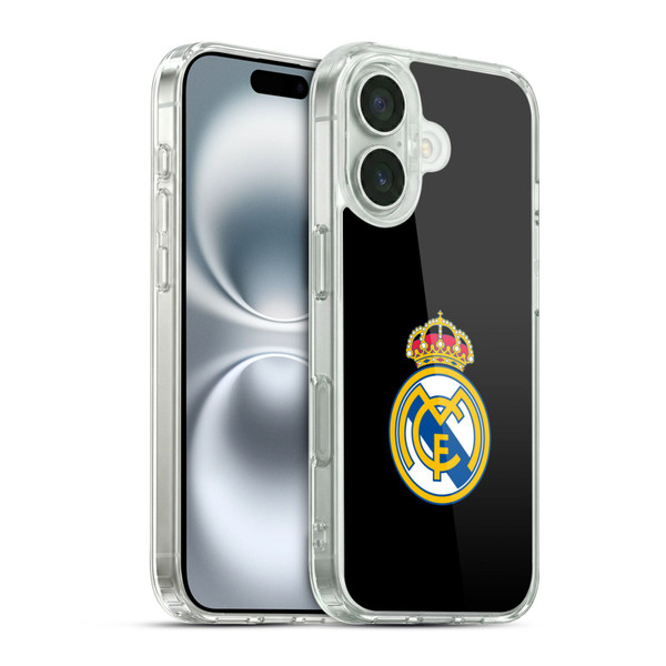Real Madrid CF Origin Plain Logo Black Soft Gel Case for Apple iPhone 16 & MagSafe