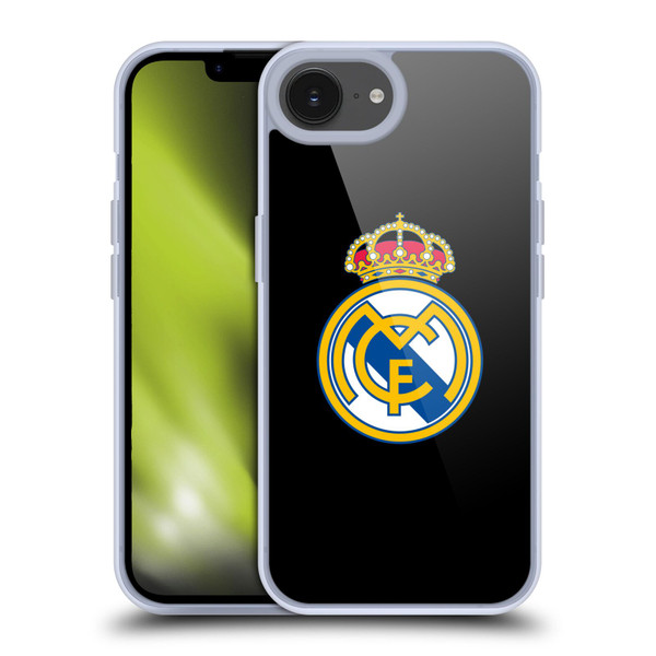 Real Madrid CF Origin Plain Logo Black Soft Gel Case for Apple iPhone 16e