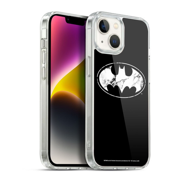 Batman DC Comics Logos Marble Soft Gel Case for Apple iPhone 14