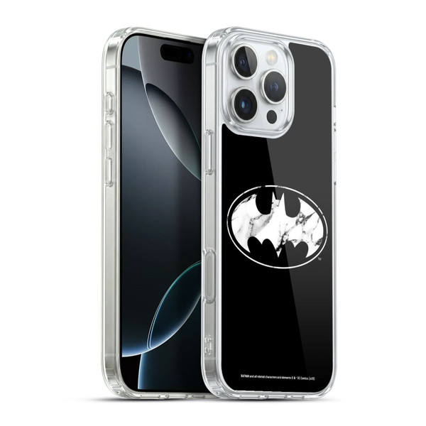Batman DC Comics Logos Marble Soft Gel Case for Apple iPhone 16 Pro Max & MagSafe