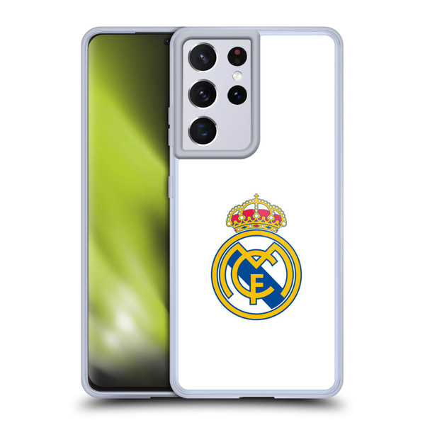 Real Madrid CF Origin Plain Logo White Soft Gel Case for Samsung Galaxy S21 Ultra 5G