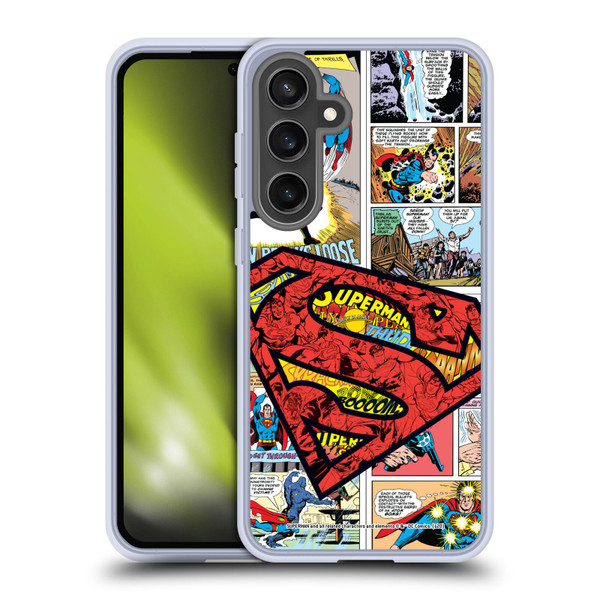 Superman DC Comics Comicbook Art Oversized Logo Soft Gel Case for Samsung Galaxy S24 FE & MagSafe