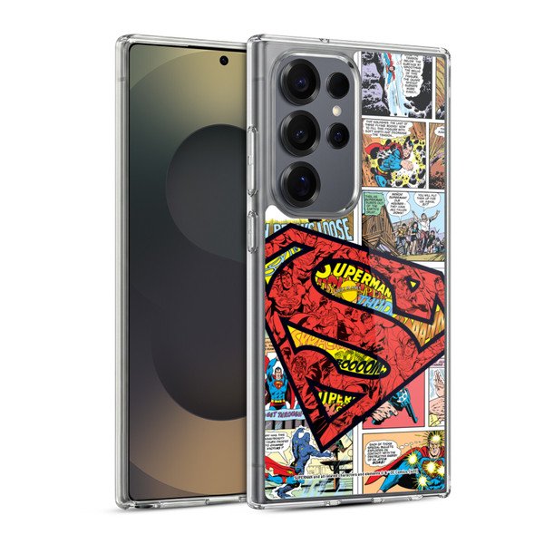 Superman DC Comics Comicbook Art Oversized Logo Soft Gel Case for Samsung Galaxy S25 Ultra & MagSafe