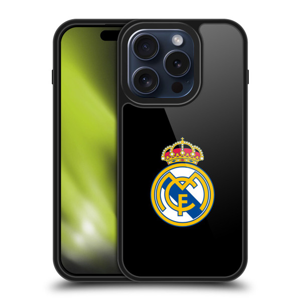 Real Madrid CF Origin Plain Logo Black Gel Armour Case For Apple iPhone 15 Pro