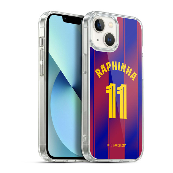 FC Barcelona 2025/26 Players Home Kit Raphinha Soft Gel Case for Apple iPhone 13