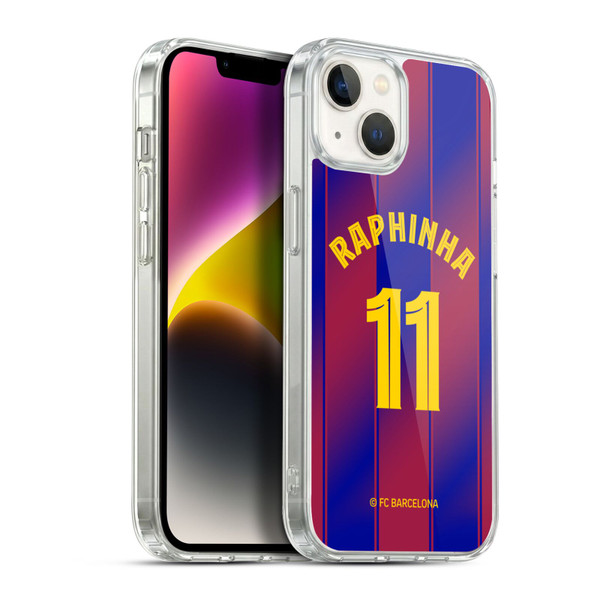 FC Barcelona 2025/26 Players Home Kit Raphinha Soft Gel Case for Apple iPhone 14 Plus & MagSafe