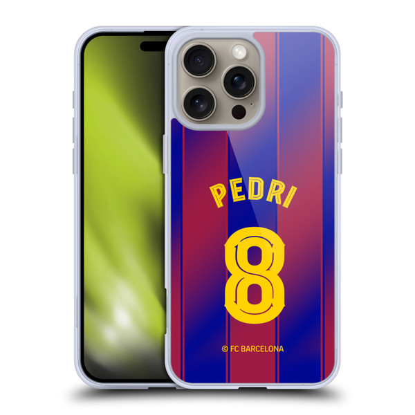 FC Barcelona 2025/26 Players Home Kit Pedri Soft Gel Case for Apple iPhone 16 Pro Max