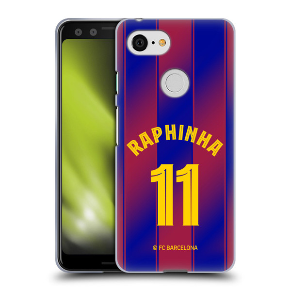 FC Barcelona 2025/26 Players Home Kit Raphinha Soft Gel Case for Google Pixel 3
