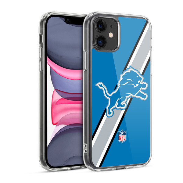 NFL Detroit Lions Logo Stripes Soft Gel Case for Apple iPhone 11