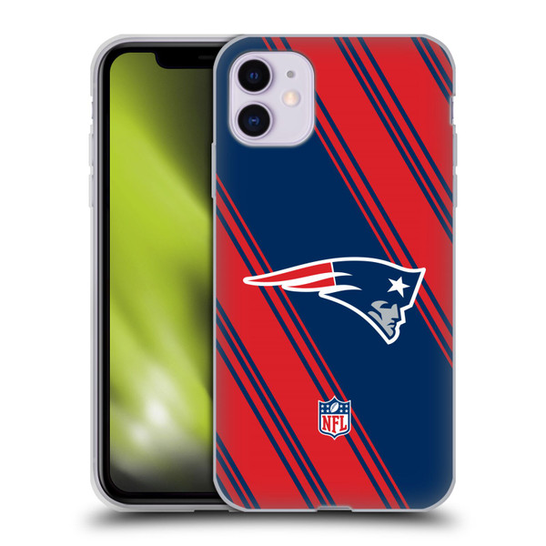 NFL New England Patriots Artwork Stripes Soft Gel Case for Apple iPhone 11