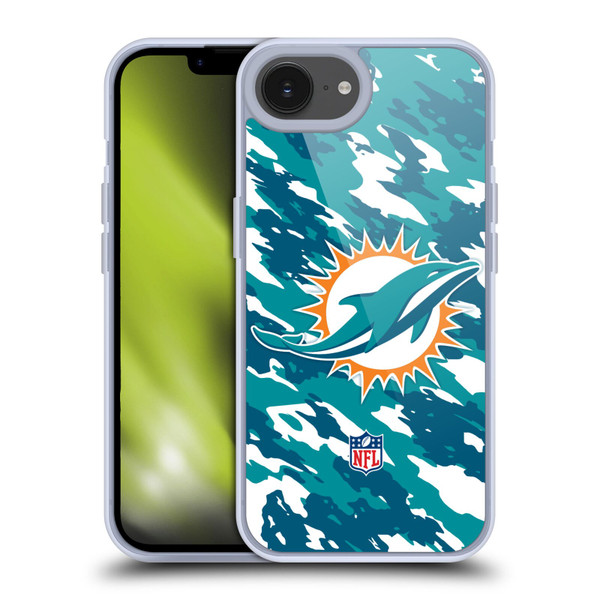 NFL Miami Dolphins Logo Camou Soft Gel Case for Apple iPhone 16e