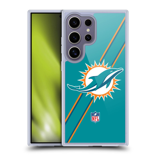 NFL Miami Dolphins Logo Stripes Soft Gel Case for Samsung Galaxy S25 Ultra