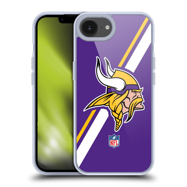 NFL Minnesota Vikings Logo Stripes Soft Gel Case for Apple iPhone 16e