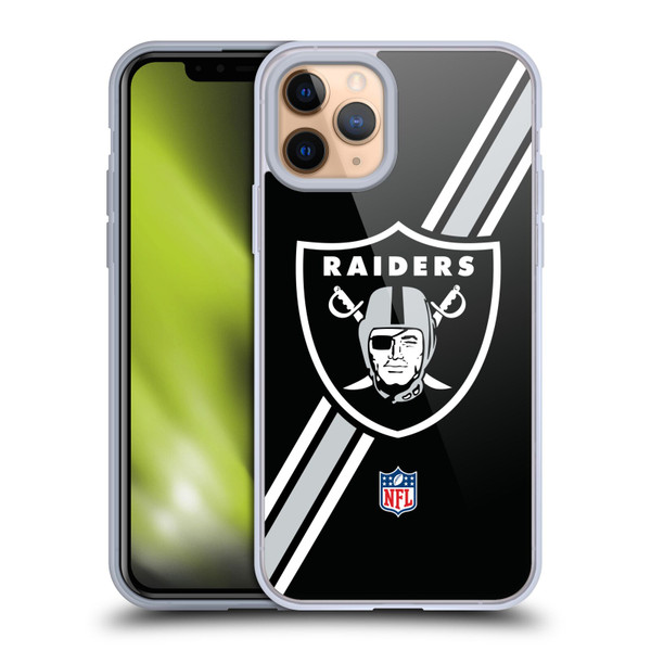 NFL Las Vegas Raiders Logo Stripes Soft Gel Case for Apple iPhone 11 Pro