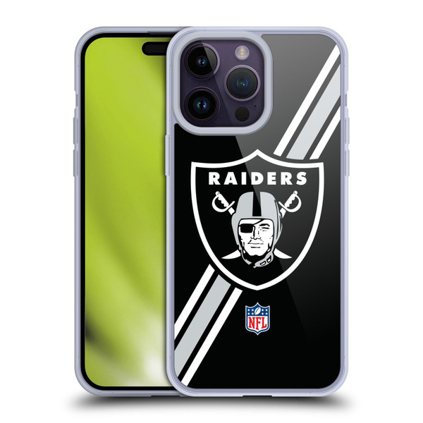 NFL Las Vegas Raiders Logo Stripes Soft Gel Case for Apple iPhone 14 Pro Max
