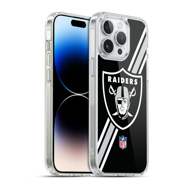 NFL Las Vegas Raiders Logo Stripes Soft Gel Case for Apple iPhone 14 Pro Max & MagSafe