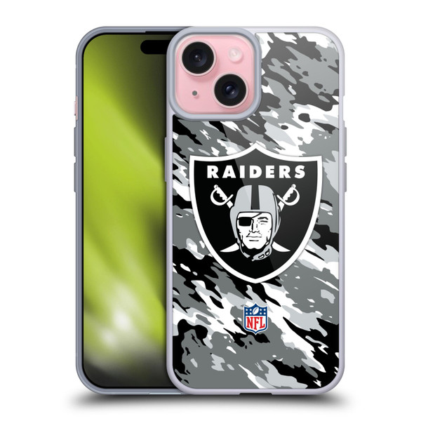 NFL Las Vegas Raiders Logo Camou Soft Gel Case for Apple iPhone 15