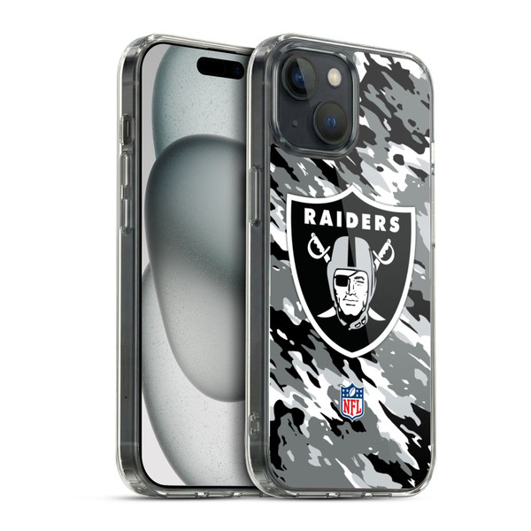 NFL Las Vegas Raiders Logo Camou Soft Gel Case for Apple iPhone 15 & MagSafe