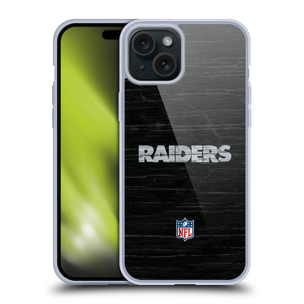 NFL Las Vegas Raiders Logo Distressed Look Soft Gel Case for Apple iPhone 15 Plus
