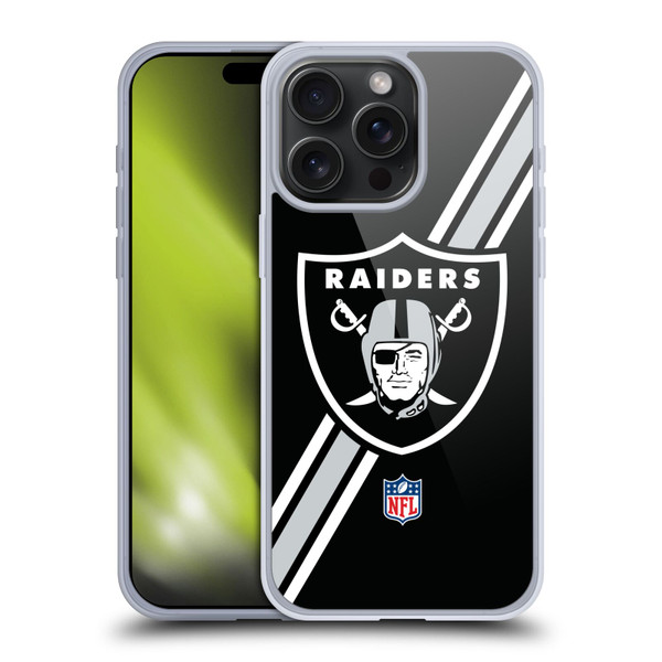 NFL Las Vegas Raiders Logo Stripes Soft Gel Case for Apple iPhone 15 Pro Max