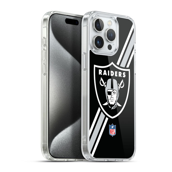 NFL Las Vegas Raiders Logo Stripes Soft Gel Case for Apple iPhone 15 Pro Max & MagSafe