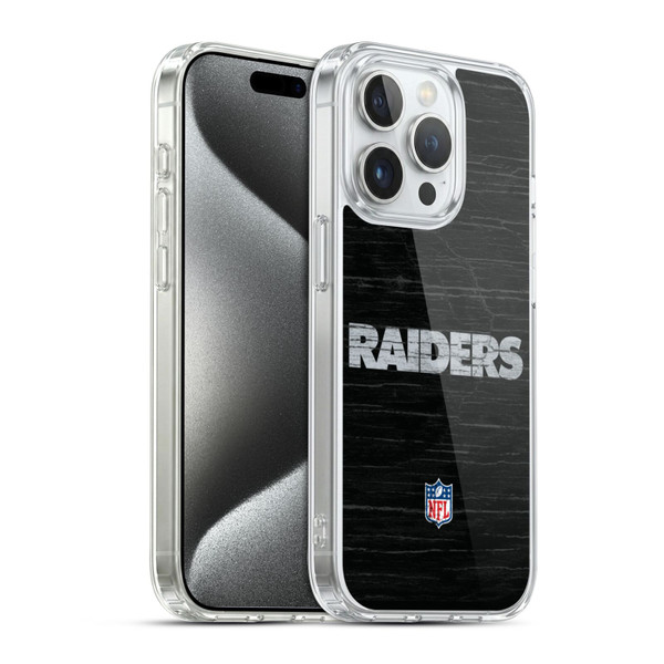 NFL Las Vegas Raiders Logo Distressed Look Soft Gel Case for Apple iPhone 15 Pro & MagSafe