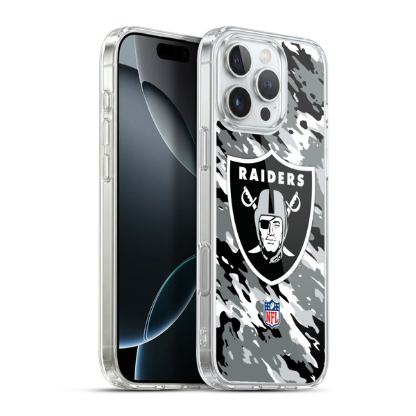 NFL Las Vegas Raiders Logo Camou Soft Gel Case for Apple iPhone 16 Pro Max & MagSafe